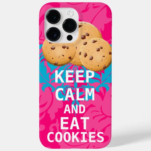 Hot-roze Damask KEEP CALM EN Eet Cookies Case-Mate iPhone Case (Achterkant)