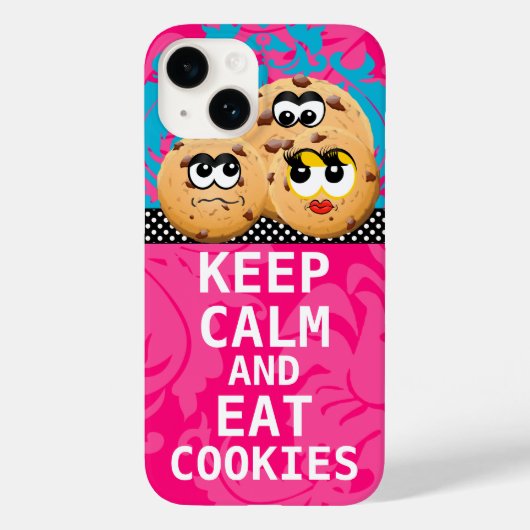 Hot-roze Damask KEEP CALM EN Eet Cookies Case-Mate iPhone Case (Achterkant)