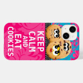 Hot-roze Damask KEEP CALM EN Eet Cookies Case-Mate iPhone Case (Achterkant (horizontaal))