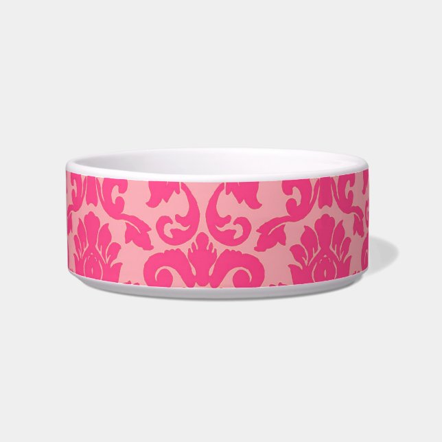 Hot-Roze Damask Lace Pattern Cat Bowl Voerbakje (Rechts)