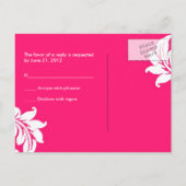 Hot-roze Damask RSVP Briefkaart (Achterkant)