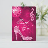 Hot-roze Disco Ball Sparkle Heels Hartelijk dank Bedankkaart (Staand voorkant)