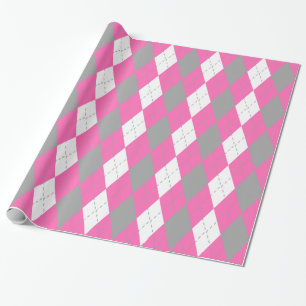 Hot-roze, donkergrijs Wit XL-stijl Cadeaupapier