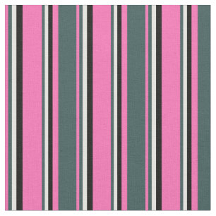 Hot-roze, donkergrijs, witte en zwarte lijnen stof