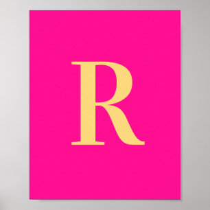 Hot roze eenvoudig monogram poster