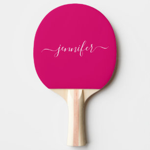 Hot Roze Eenvoudige Sjabloon Typografie Script Naa Tafeltennisbatje