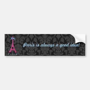 Hot-roze Eiffeltoren in faux-glitter Bumpersticker