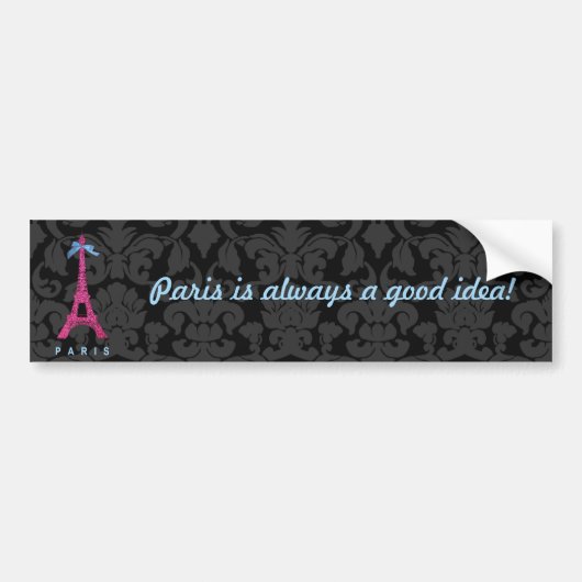 Hot-roze Eiffeltoren in faux-glitter Bumpersticker (Voorkant)