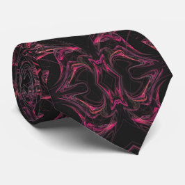 Hot-roze en Black Abstracte fractal Necktie Stropdas