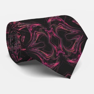 Hot-roze en Black Abstracte fractal Necktie Stropdas