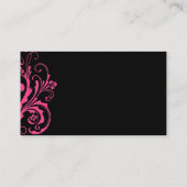 Hot-roze en Black Chic Flourish Visitekaartje (Achterkant)