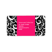Hot-roze en Black Damask-Adresetiketten Etiket (Voorkant)