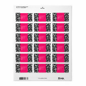 Hot-roze en Black Damask-Adresetiketten Etiket (Full Sheet)