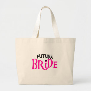 Hot-roze en Black Future Bride Grote Tote Bag