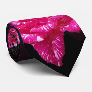 Hot-roze en Black Roos Layer Pattern Stropdas