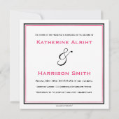 Hot-roze en Black Square Crest uitnodigen Kaart (Achterkant)