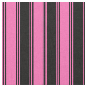 Hot-roze en Black Stripes Patroon Stof