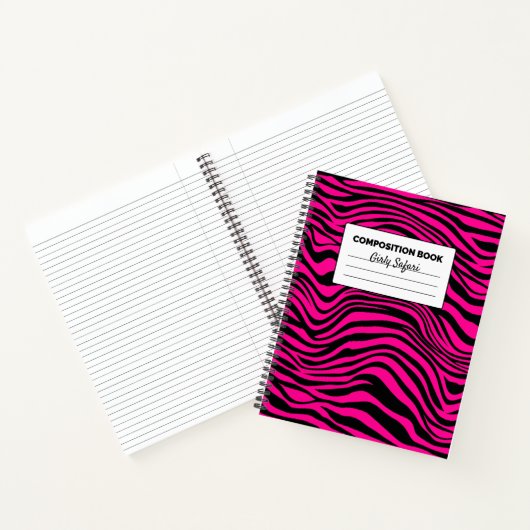 Hot-roze en Black Zebra Stripe samenstelling Notitieboek (Binnen)