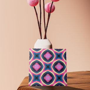 Hot roze en blauw Abstract geometrisch patroon Tegeltje