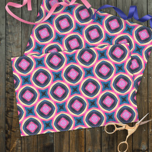 Hot-roze en blauw Abstract geometrisch patroon Tissuepapier