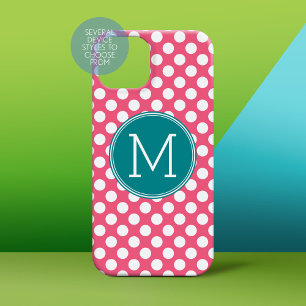 Hot-roze en Blauwgroen poka-punten met aangepast m Case-Mate iPhone 14 Plus Hoesje