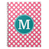 Hot-roze en Blauwgroen poka-punten met aangepast m Notitieboek (Voorkant)