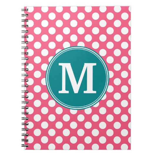 Hot-roze en Blauwgroen poka-punten met aangepast m Notitieboek (Voorkant)