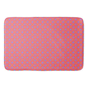 Hot-roze en Blauwgroen Tegel Pattern Bath Mat