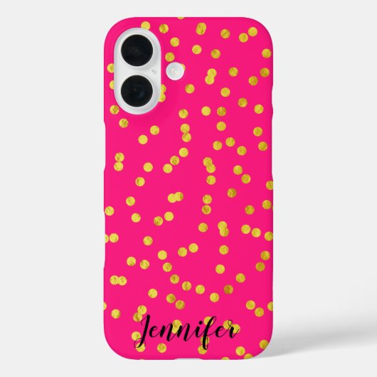 Hot-Roze en Gold Foil look Confetti Case-Mate iPhone Case (Achterkant)