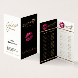 Hot-roze en Gold Lip-prijs en servicelijst Visitekaartjes