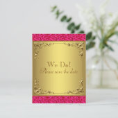 Hot-roze en Gold Sla de datum op Save The Date (Staand voorkant)