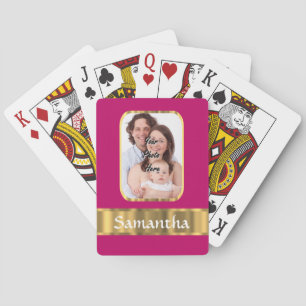 Hot roze en goud gepersonaliseerd speelkaarten