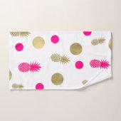 Hot-roze en gouden Stippen en ananas Fun Summer Ch Bad Handdoek (Handdoek)