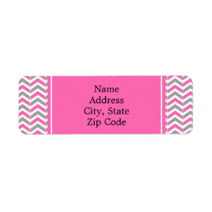 Hot-roze en grijze Chevron Pattern Etiket