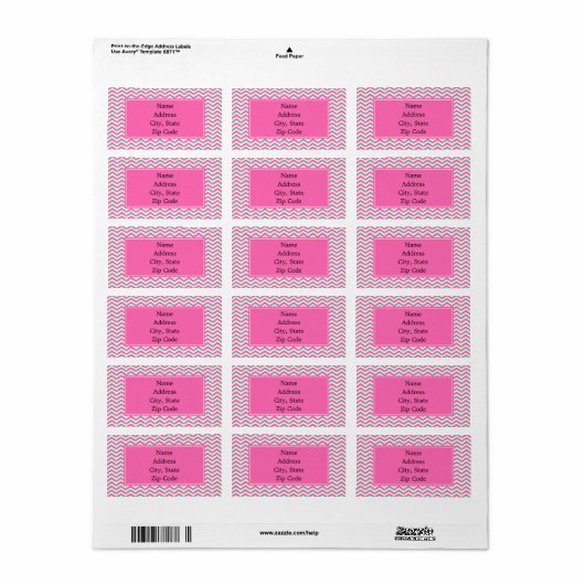Hot-roze en grijze Chevron Pattern Etiket (Full Sheet)