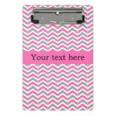 Hot-roze en grijze Chevron Pattern Mini Klembord (Voorkant)