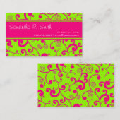 Hot-roze en groen ontwerp voor minimale info met s visitekaartje (Voorkant / Achterkant)