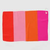 Hot-roze en heldere Oranje strepen Golfhanddoek (Horizontaal)