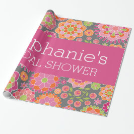 Hot-roze en langzame groene bloemen - Vrijgezellen Cadeaupapier