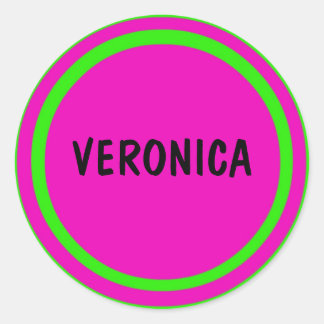 Hot roze en lime groene cirkels ronde sticker