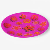 Hot-roze en Oranje bloemen Papieren Bordje (Gekanteld)