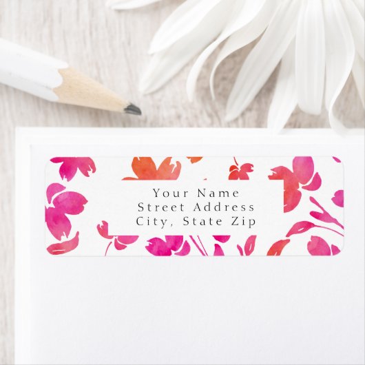 Hot-roze en Oranje Waterverf ventilatorstenen Etiket (Insitu)