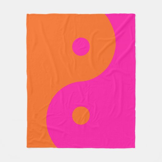 Hot-roze en Oranje Yin Yang Fleece Deken (Voorkant)