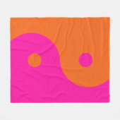 Hot-roze en Oranje Yin Yang Fleece Deken (Voorkant (Horizontaal))
