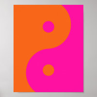 Hot-roze en Oranje Yin Yang