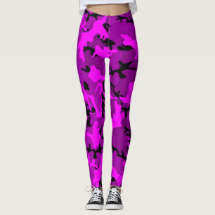 Hot-roze en Paarse 3D Ghost Camo-Leggings Leggings