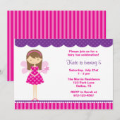 Hot-roze en Paarse uitnodiging (Voorkant / Achterkant)