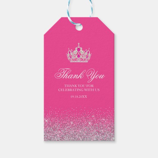 Hot-roze en Silver Glitter Gift-Labels Cadeaulabel (Voorkant)