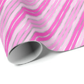 Hot-roze en Silver Stripes Cadeaupapier (Rol Hoek)