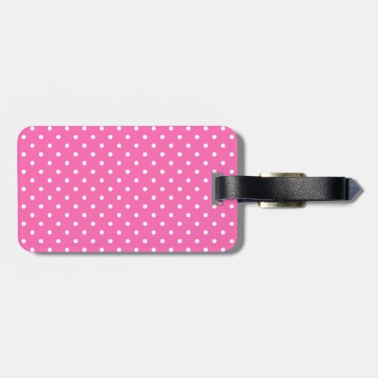 Hot-roze en White Polka Dot Pattern Bagagelabel (Achterkant horizontaal)